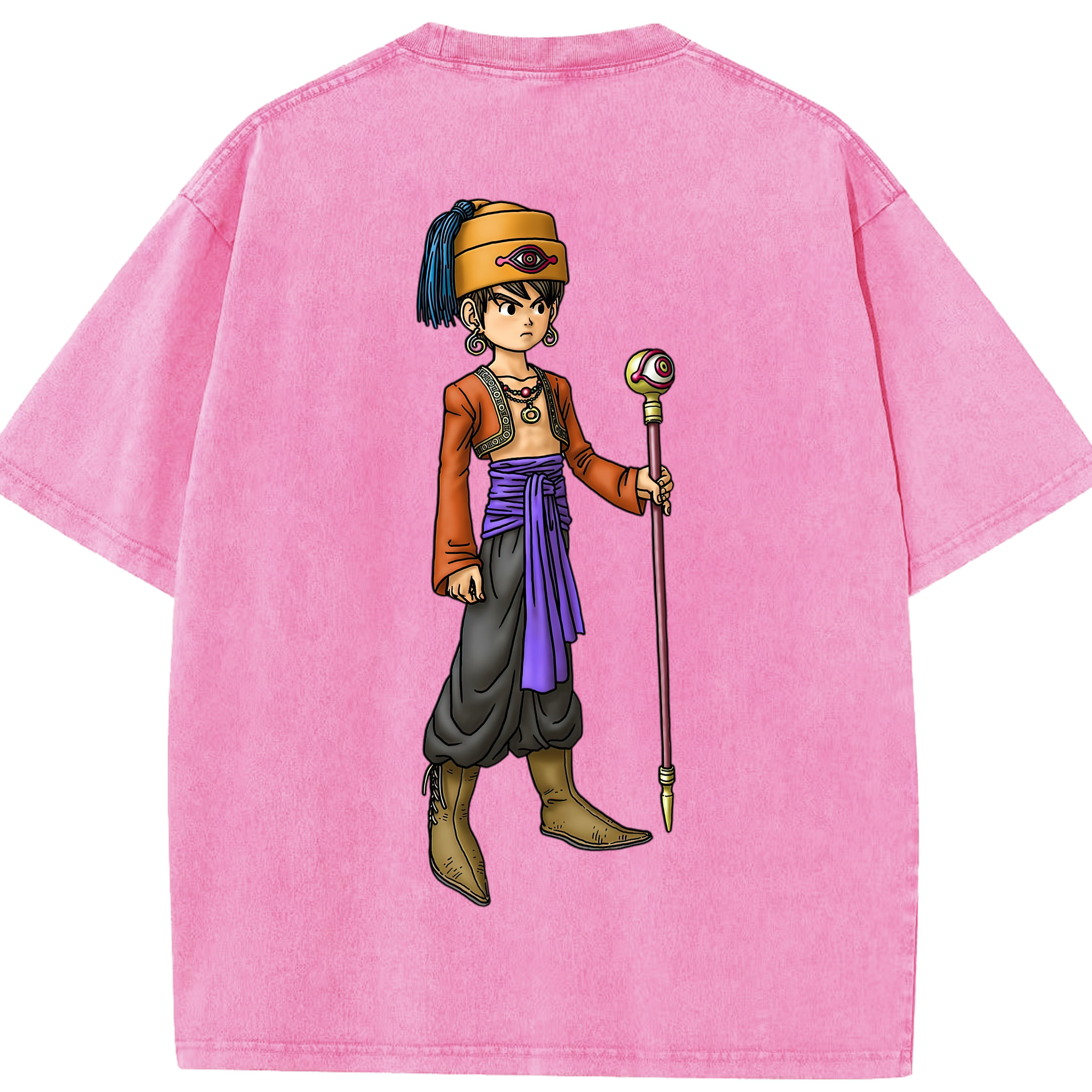 （画像用） ドラゴンクエスト Doragon Kuesuto Dragon Quest 綿100% ヴィンテージ風 半袖Tシャツ（背面プリント）